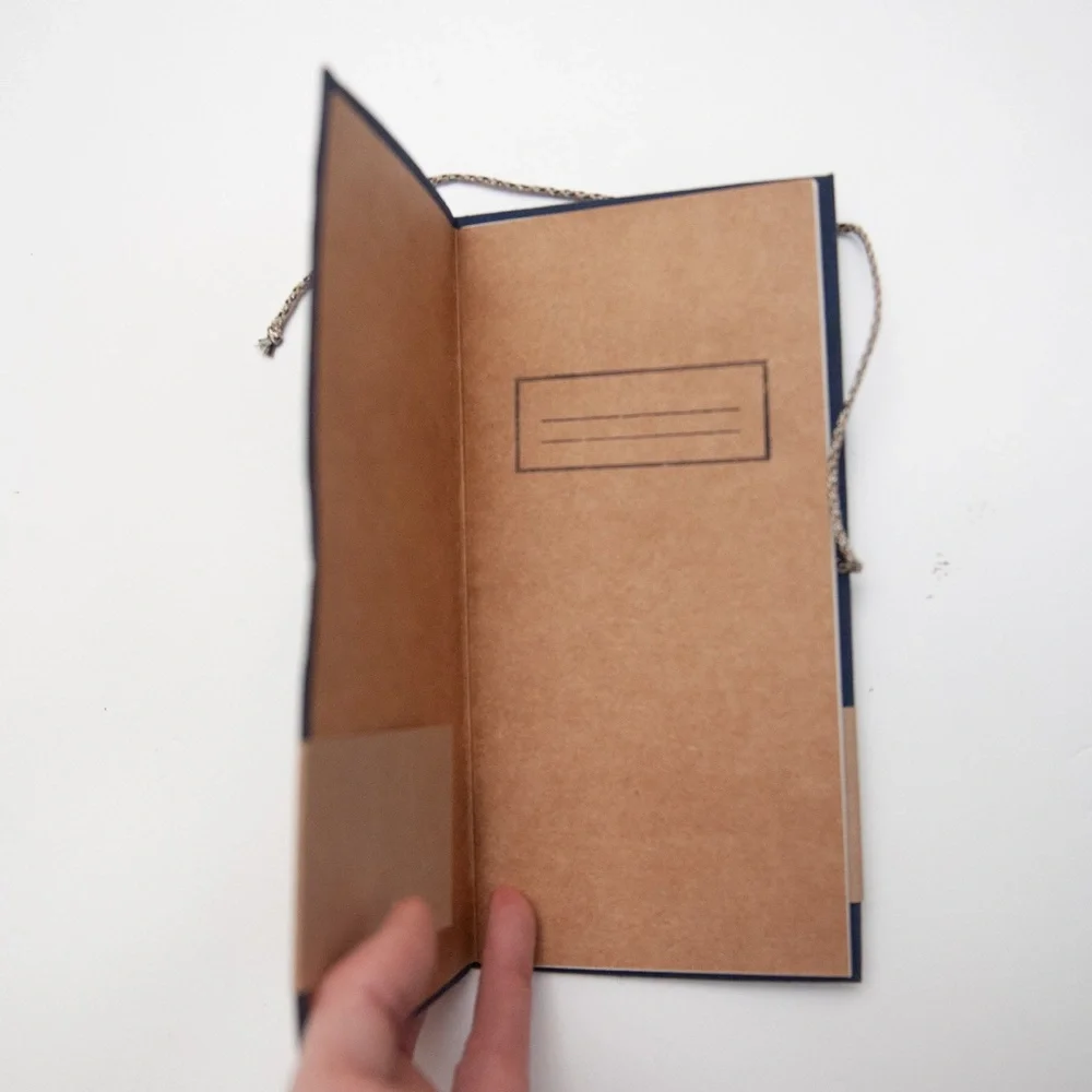 Print Fresh Fabric Travel Journal 10-Day Itinerary in Navy Blue
